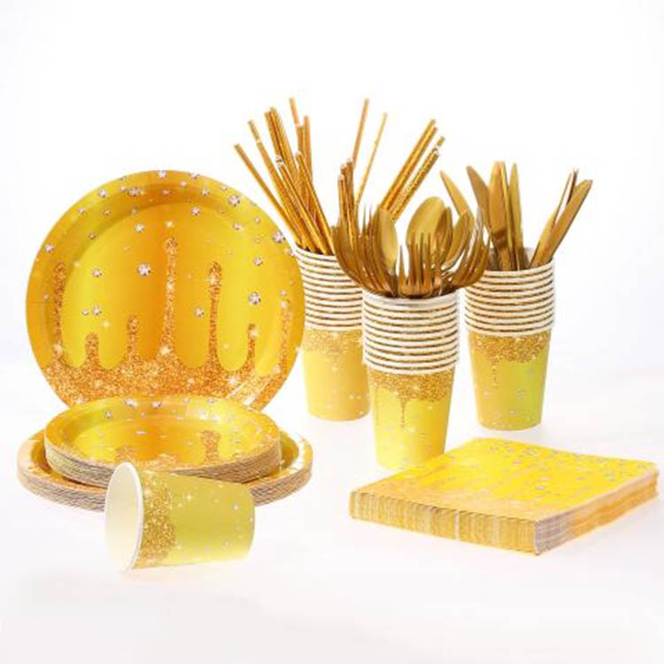 Gold Foil Party Paper Plate Set