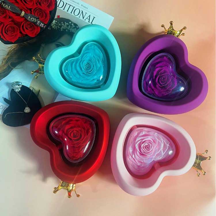Heart Shape Rose Jewelry Box