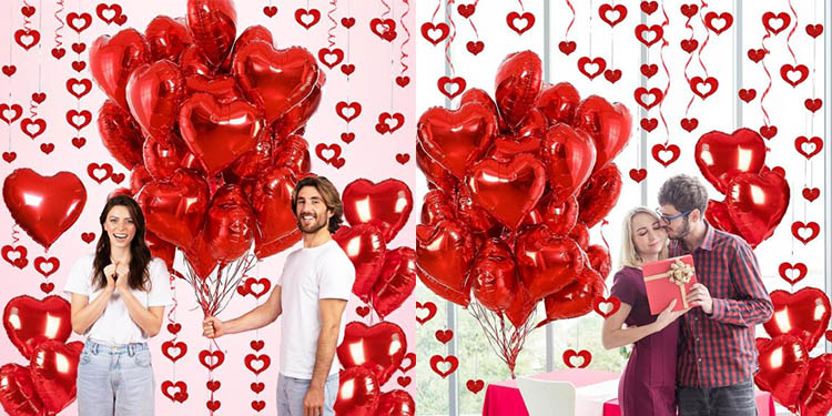 foil red heart balloons