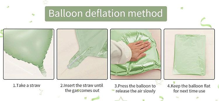 Green heart shaped balloons deflation method