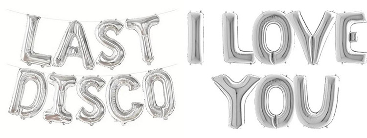 silver foil letter balloons