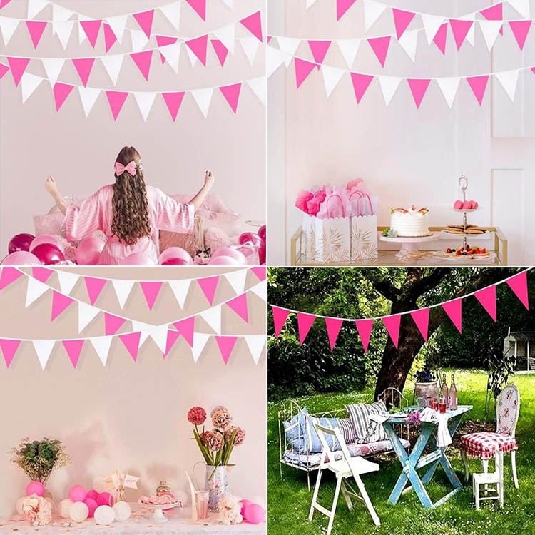 rose red plastic bunting