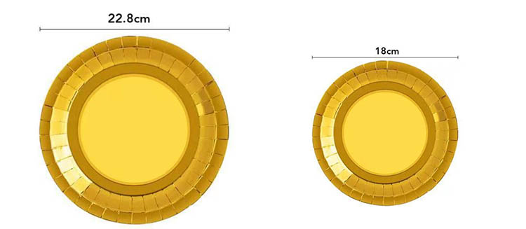 gold foil party paper plate set