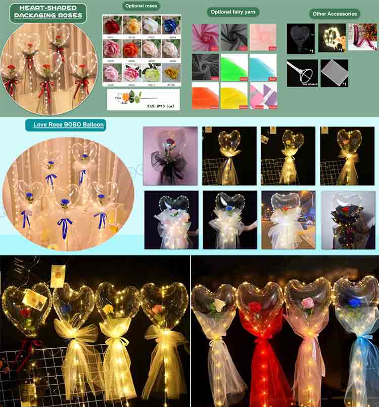 heart shaped balloon rose set