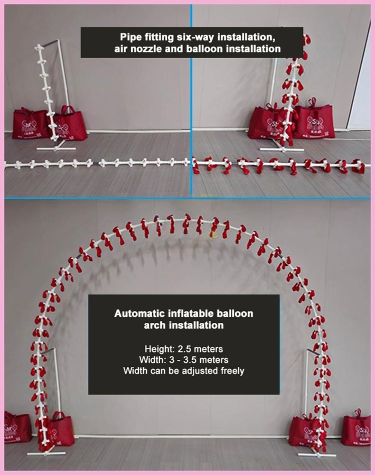 Self inflating balloon arch