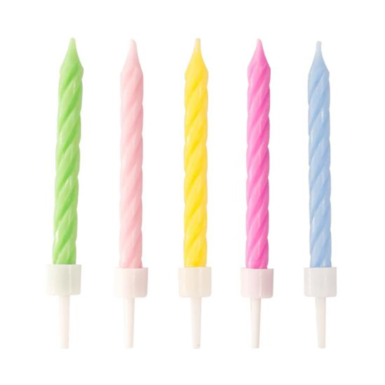 Macaron Colored Spiral Birthday Candles